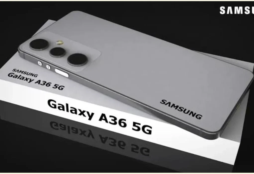 Samsung Galaxy A36 5G smartphone front view with sleek design